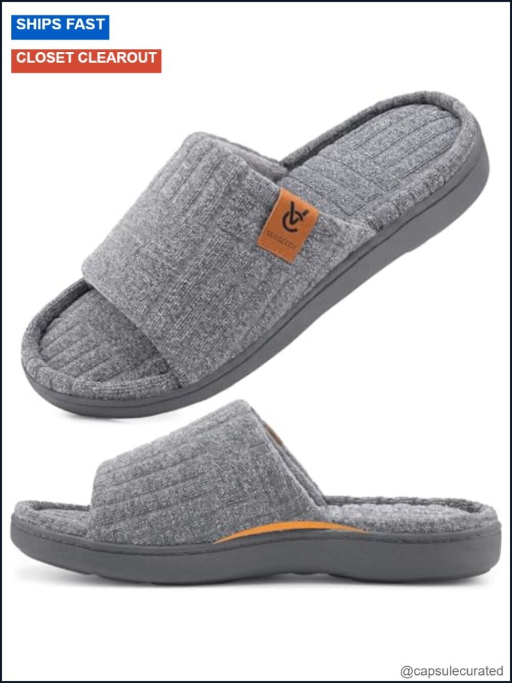 Women's Open Toe Slippers Soft Terry Cloth Memory Foam Slip On House Shoes